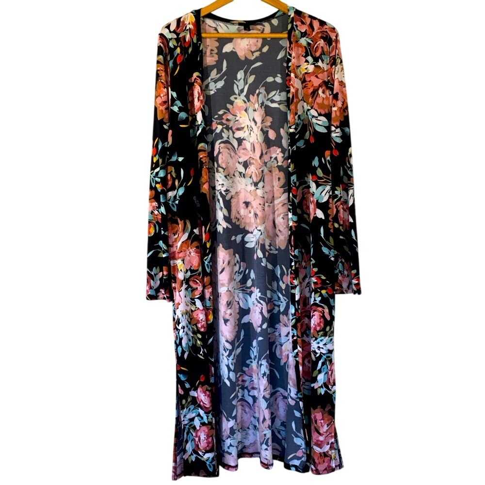 Torrid Watercolor Floral Open‎ Front Studio Duster